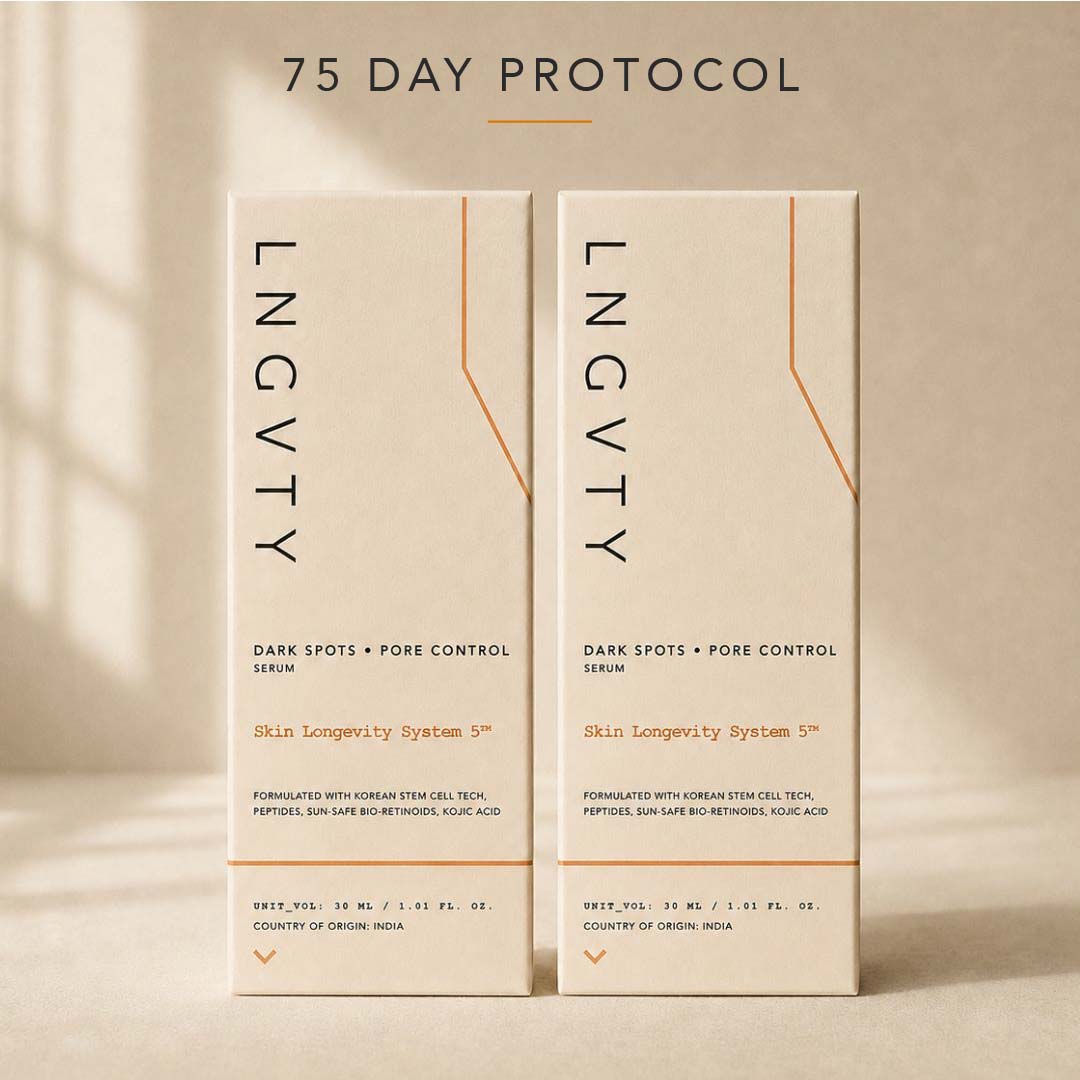 Two LNGVTY Dark Spots and Pore Control Serum boxes standing side by side